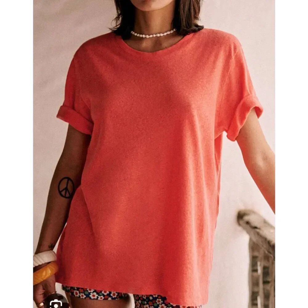 Sezane Martha T-Shirt in bright peach sz XXL